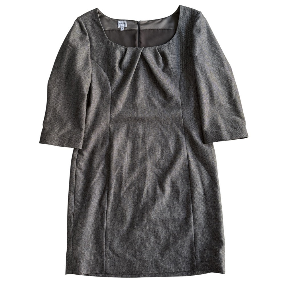 Armani Collezioni Virgin Wool Mini Dress 14 Gray Career Business Casual Academia